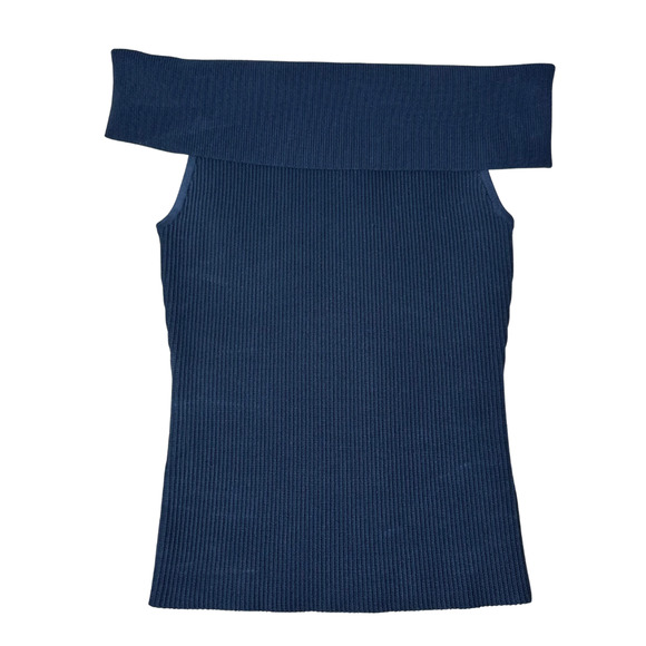 Aritzia Babaton Sculpt Knit Off Shoulder Top Womens Small Black Ribbed Bodycon - Picture 1 of 5